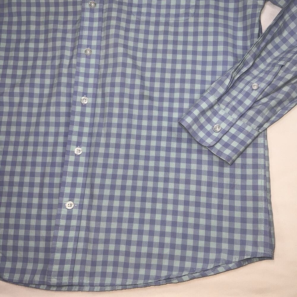 Johnnie-O Shirt Mens Size L Blue Gingham Plaid Button Up Silver Lake Preppy Logo - Picture 6 of 12